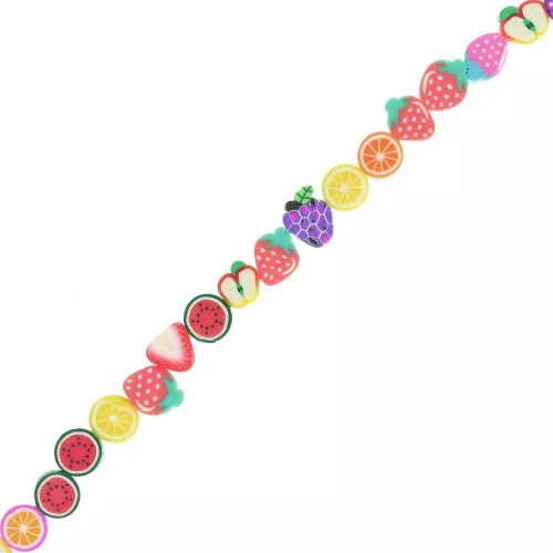 Cuentas de fruta de arcilla polimérica 10 mm - Multicolor x38cm