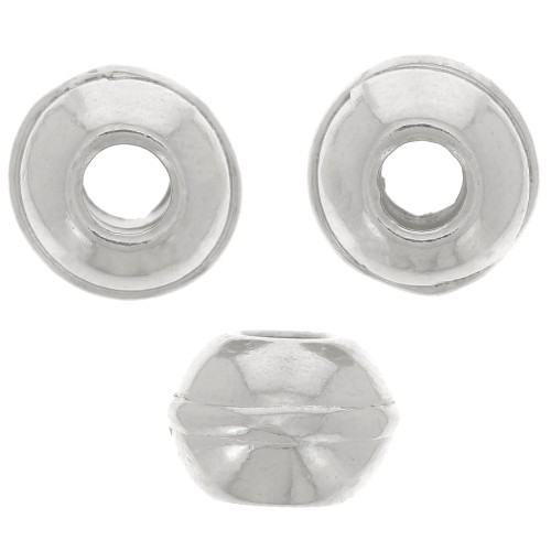 Cuentas de metal agujeros grandes 9 mm Rodio x5