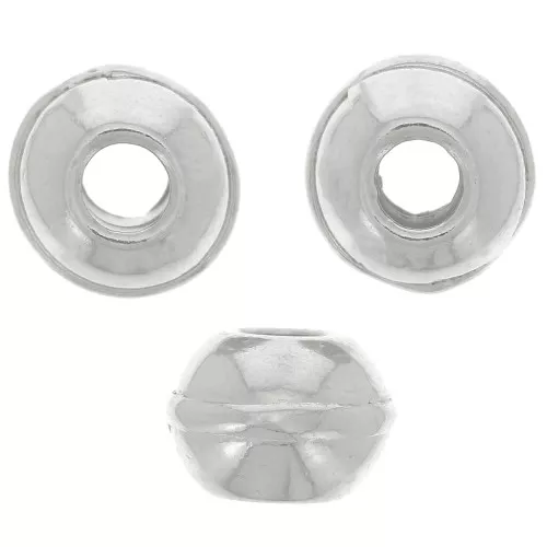 Cuentas de metal agujeros grandes 9 mm Rodio x5
