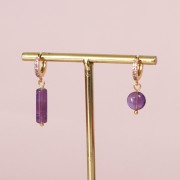 Cuenta redonda lisa 8 mm de piedra gema - Amethyste x1