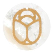 Colgante plano redondo 15 mm - escarabajo grabado excluido Perles & Co - Madreperla - Oro x1