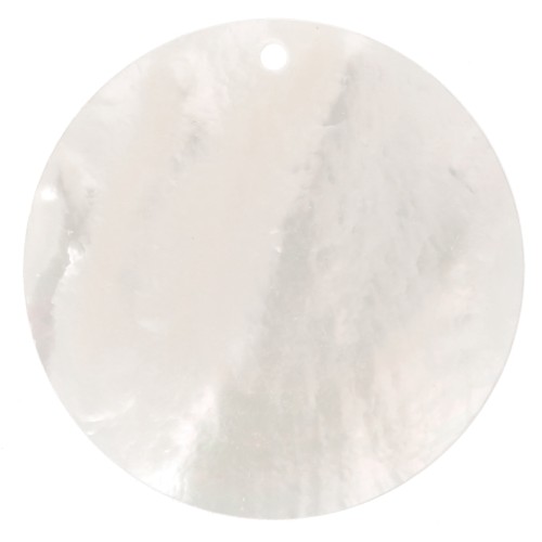 Colgante de nácar plano redondo 25 mm - Natural x1