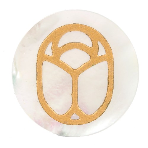 Cabujón plano redondo de 15 mm - escarabajo grabado excluido de Perles & Co - Madreperla x1