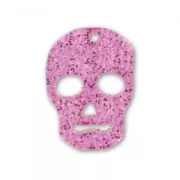 Colgante calavera 23 mm Rosa lentejuelas x1