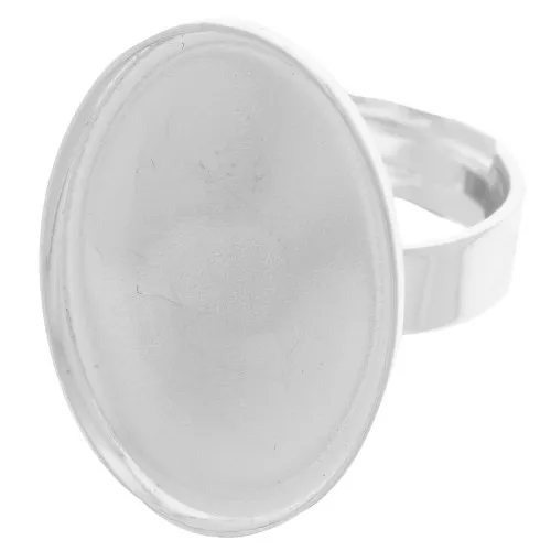 Anillo Engaste fondo plano 25x18 mm plateado x1