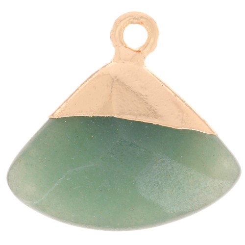 Pendentif triangle facetté 18x19 mm imitation gemme Labradorite - Doré x1