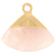 Pendentif triangle facetté 18x19 mm imitation gemme Quartz Rose - Doré x1