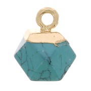 Breloque cube facetté 12x11 mm imitation gemme Turquoise - Doré x1