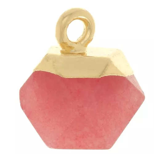 Breloque cube facetté 12x11 mm imitation gemme Cornaline Doré x1