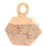Breloque cube facetté 12x11 mm imitation gemme Jaspe paysage - Doré x1|raw }}