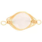 Entrepieza ovalada17x9 mm imitación gema Jade teintée - Opale blanc - Doré x1