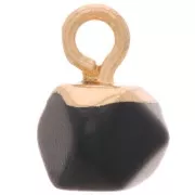 Dije cubo facetado 10x6 mm imitación gema Agate noire - Dorado x1