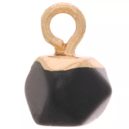 Dije cubo facetado 10x6 mm imitación gema Agate noire - Dorado x1