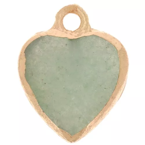 Dije corazón facetado 16x13 mm imitación gema Amazonita - Dorado x1