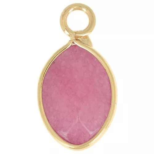 Colgante gota facetado de 17x9 mm imitación de gema Jade teinté - Rose - Doré x1