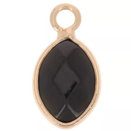 Colgante gota facetado de 17x9 mm imitación de gema Onyx - Doré x1