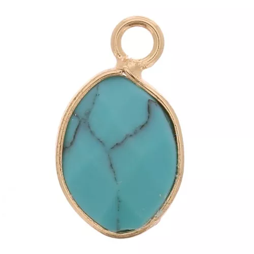 Colgante gota facetado de 17x9 mm imitación de gema Turquoise - Doré x1