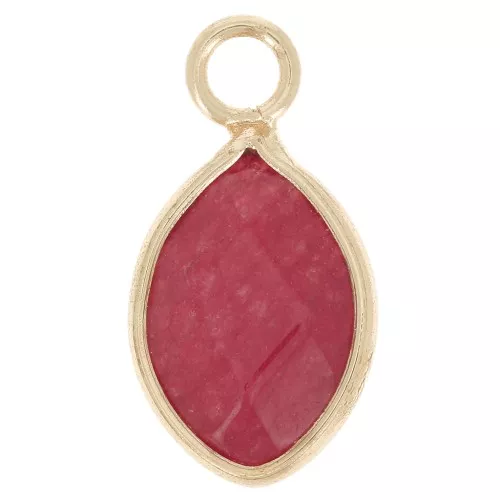 Dije de gota de imitación de gema de 17x9 mm gema - Fucsia - Oro x1