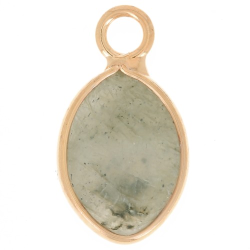 Dije de gota facetada de 17x9 mm imitación de labradorita - Dorado x1