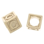 Cuenta letra alfabético cubo 5 mm con agujero C - Plata 925 Dorado con oro fino x1