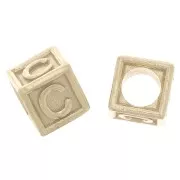 Cuenta letra alfabético cubo 5 mm con agujero C - Plata 925 Dorado con oro fino x1