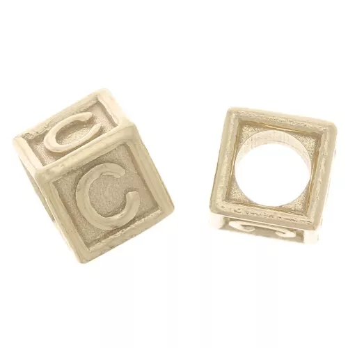Cuenta letra alfabético cubo 5 mm con agujero C - Plata 925 Dorado con oro fino x1