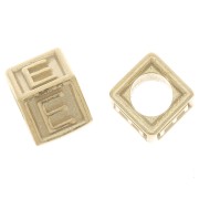 Cuenta letra alfabético cubo 5 mm con agujero E - Plata 925 Dorado con oro fino x1|raw }}