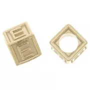 Cuenta letra alfabético cubo 5 mm con agujero E - Plata 925 Dorado con oro fino x1