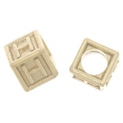 Cuenta letra alfabético cubo 5 mm con agujero H - Plata 925 Dorado con oro fino x1