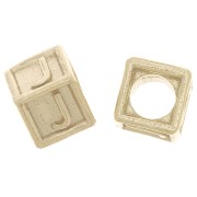 Cuenta letra alfabético cubo 5 mm con agujero J - Plata 925 Dorado con oro fino x1|raw }}