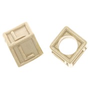 Cuenta letra alfabético cubo 5 mm con agujero L - Plata 925 Dorado con oro fino x1|raw }}