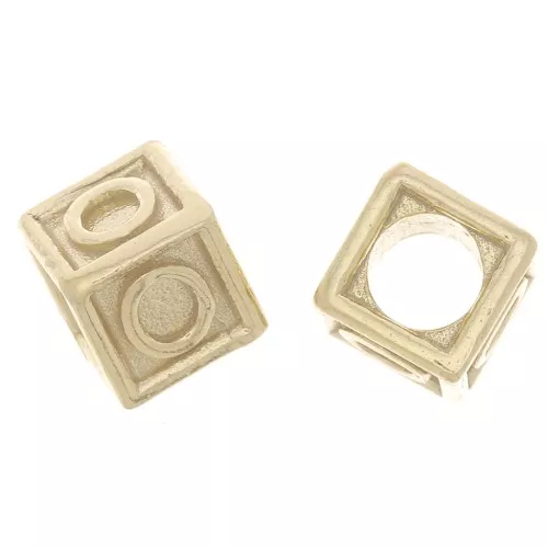 Cuenta letra alfabético cubo 5 mm con agujero O - Plata 925 Dorado con oro fino x1