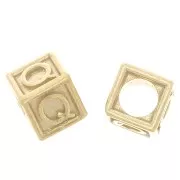 Cuenta letra alfabético cubo 5 mm con agujero Q - Plata 925 Dorado con oro fino x1