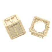 Cuenta letra alfabético cubo 5 mm con agujero T - Plata 925 Dorado con oro fino x1