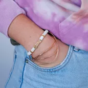 Cuenta letra alfabético cubo 5 mm con agujero U - Plata 925 Dorado con oro fino x1