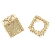 Cuenta letra alfabético cubo 5 mm con agujero X - Plata 925 Dorado con oro fino x1