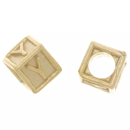 Cuenta letra alfabético cubo 5 mm con agujero Y - Plata 925 Dorado con oro fino x1