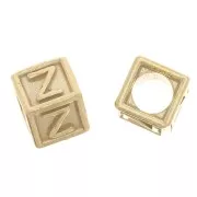 Cuenta letra alfabético cubo 5 mm con agujero Z - Plata 925 Dorado con oro fino x1