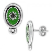 Pendientes con trasera esmaltados 21 mm plateado antiguo/Verde x|raw }}