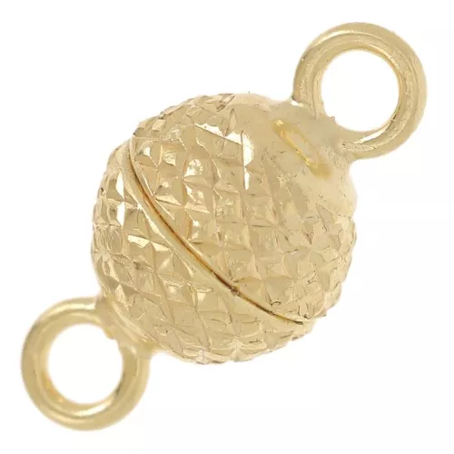 Cierre de bola diamantado magnética de plata 925 de 6 mm dorado oro fino x1