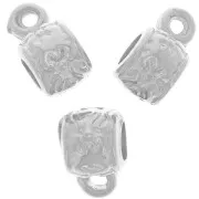 Bolas metal con enganche para dijes  6x7 mm Rodio x4