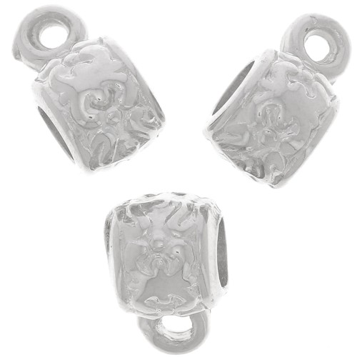 Bolas metal con enganche para dijes  6x7 mm Rodio x4