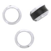 Cuenta arandela 6x3,8 mm agujero grande borde de color - Plata 925 - Negro x1|raw }}