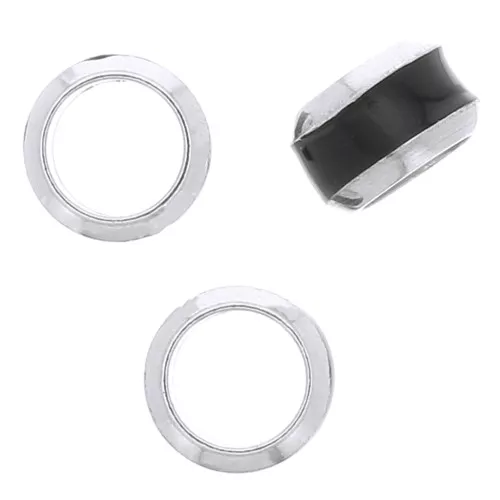 Cuenta arandela 6x3,8 mm agujero grande borde de color - Plata 925 - Negro x1