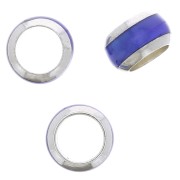 Cuenta arandela 6x3,8 mm agujero grande borde de color - Plata 925- Azul foncé x1|raw }}