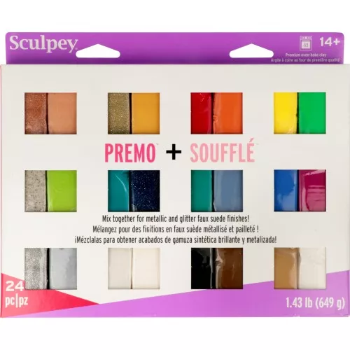 Surtido de 24 colores de masa Premo y Soufflé