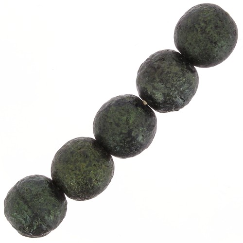 Abalorios Checas redondas 8 mm Green Gold Mat x20