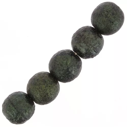 Abalorios Checas redondas 8 mm Green Gold Mat x20