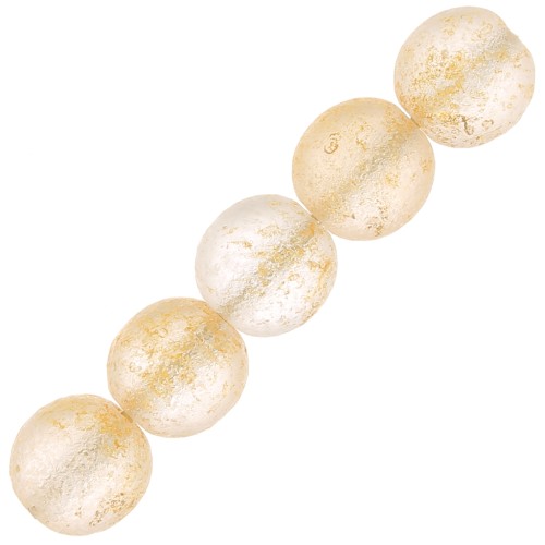 Cuentas redondas de vidrio checo reciclado 7mm - Etched Rough Gold x20