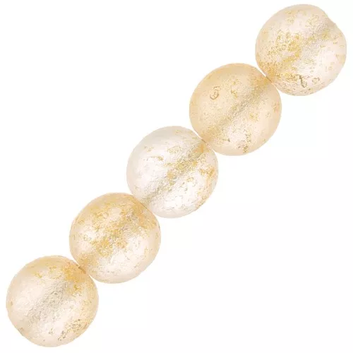 Cuentas redondas de vidrio checo reciclado 7mm - Etched Rough Gold x20